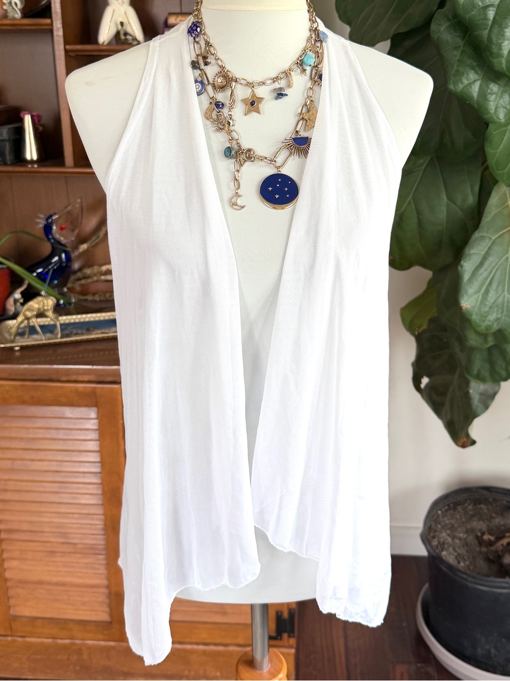 Magdalena White Mesh Layering Summer Vest S 4/6 NWOT